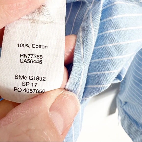 Madewell Striped Tie Sleeve Popover Top Blue & White Size XS - Picture 8 of 11